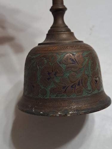 Vintage Messing Handglocke 5" hoch Made in India - Bild 5 von 13