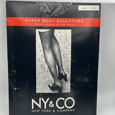 New York  Co Pantyhose Small Coffee Sheer Body Sculpture Totally sheer To waist