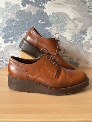 Men's Ecco Tan Leather Platform Brogue Shoes UK Size 10