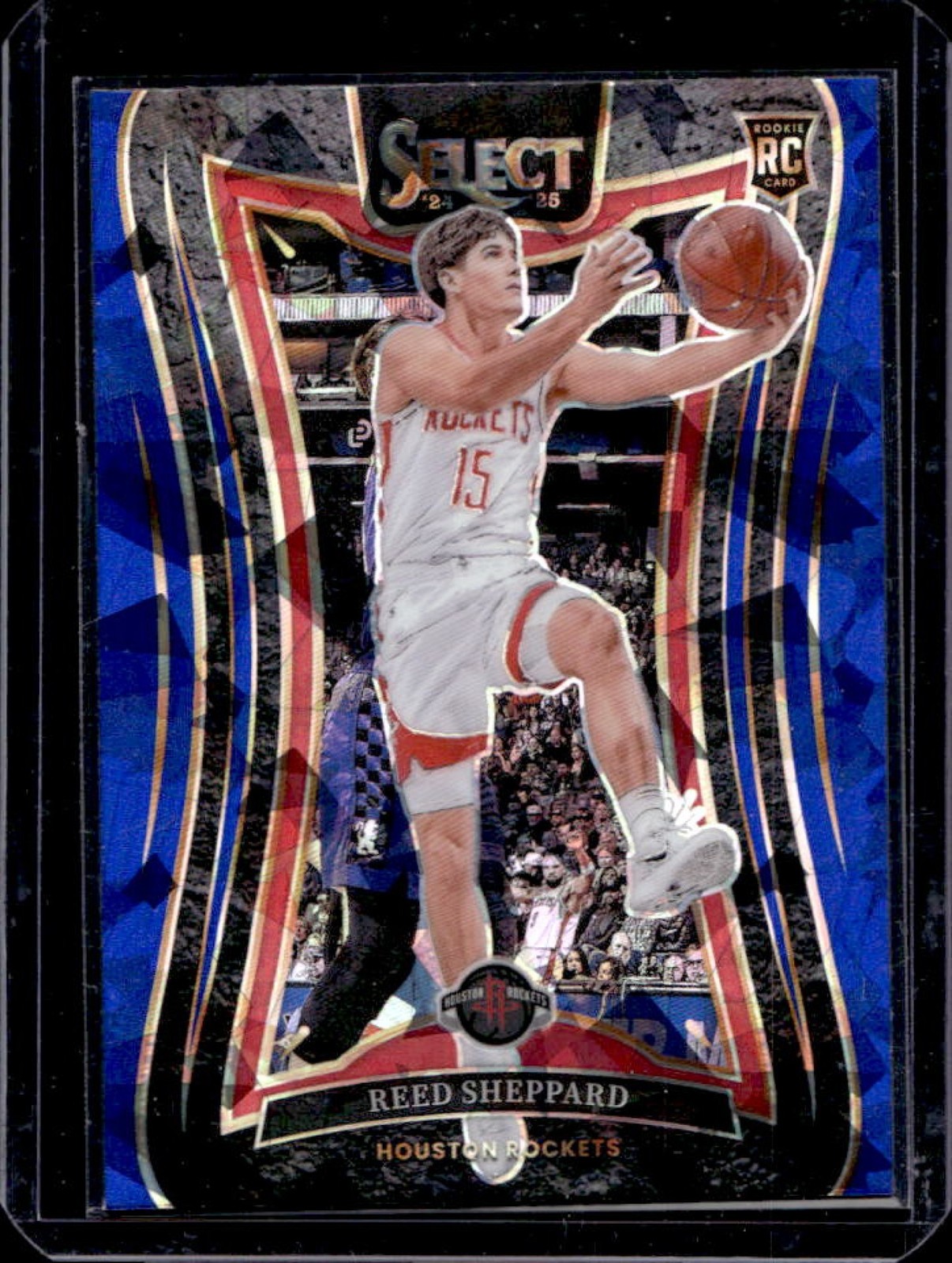 2024-25 Select Reed Sheppard Mezzanine RC Blue Cracked Ice Prizm #366 Rockets