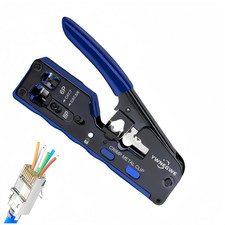 RJ45 Crimp Tool Pass Through,All-In-One Modular Ethernet Crimper for CAT7 CAT6A