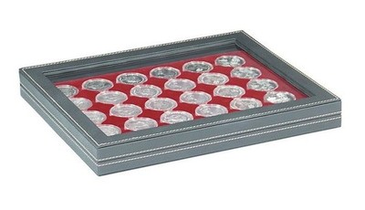 Lindner Münzkassette NERA M PLUS mit dunkelroter Münzeinlage 2367-2937E Neu