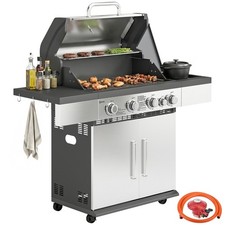 Outsunny 4+1 Burner Gas BBQ Grill, Portable Gas Barbecue Grill