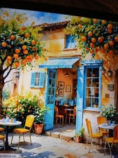 Stamped Cross Stitch House With Orange Trees 11ct 50x50cm 40 Colors Project Bag