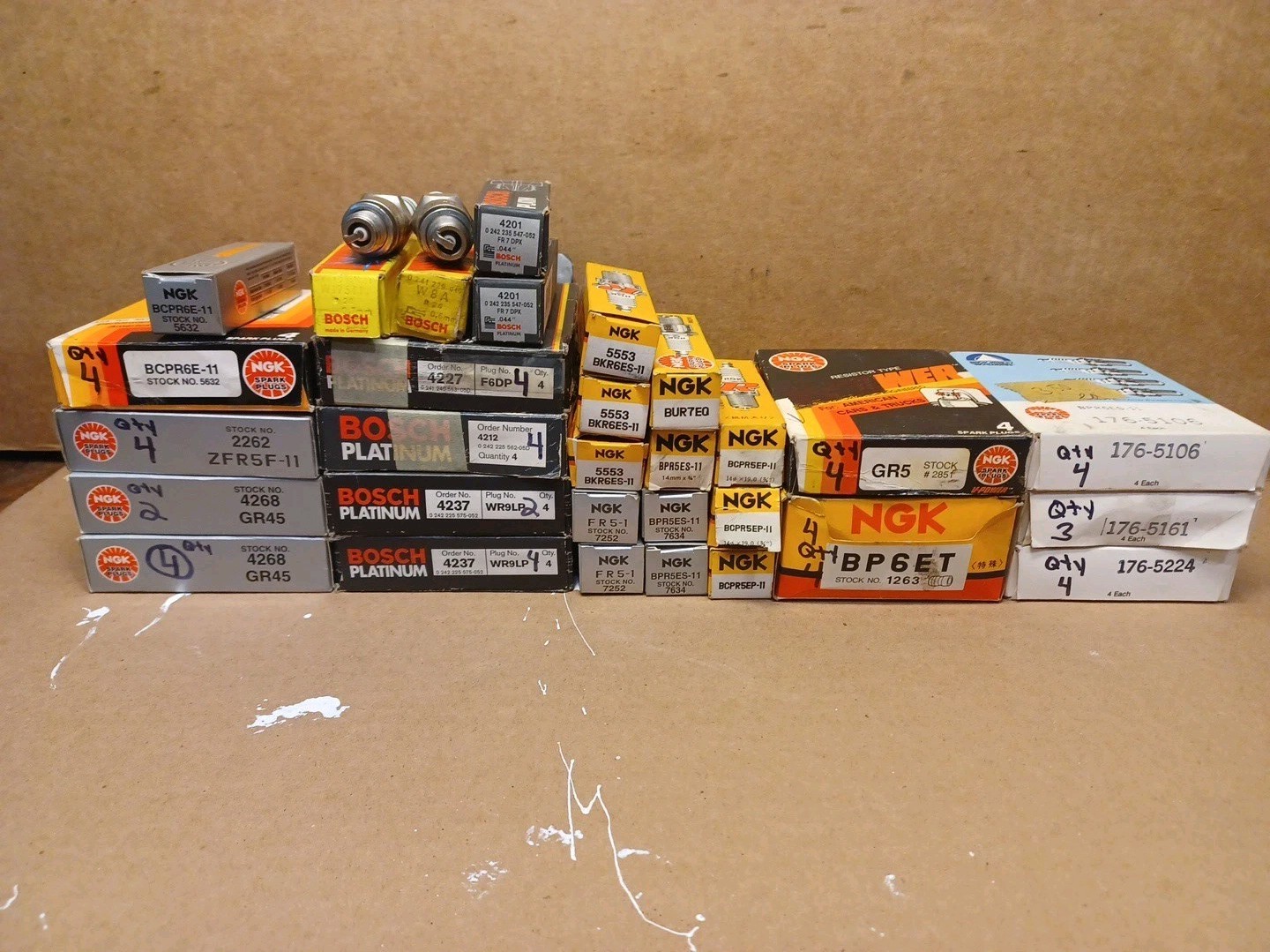 NGK- Bosch plugs Assorted Box Lot Qty 66 NOS