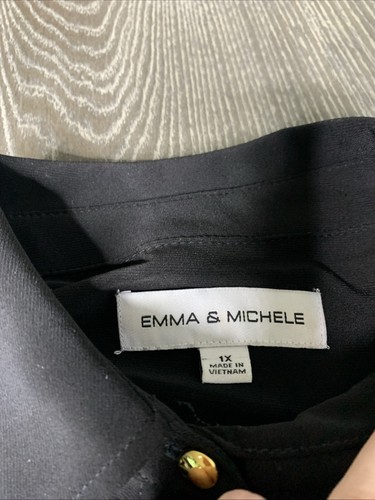 EMMA & MICHELE Black Collar upper pockets dress with Belt & gold buttons Sz 1X - Picture 6 of 7