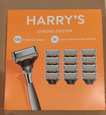 Harry s Chrome Edition Razor Set | 13 x 5-Blade Cartridges + Chrome Metal Handle