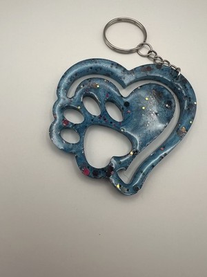 Handgefertigter Schlüsselanhänger Schlüsselanhängsel, wunderschön handgefertigt Harz Liebe Pfotenabdruck