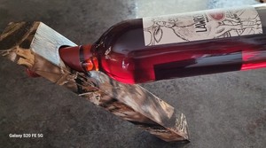 Camo Wine Bottle Stand Cantilever Style Handcrafted 