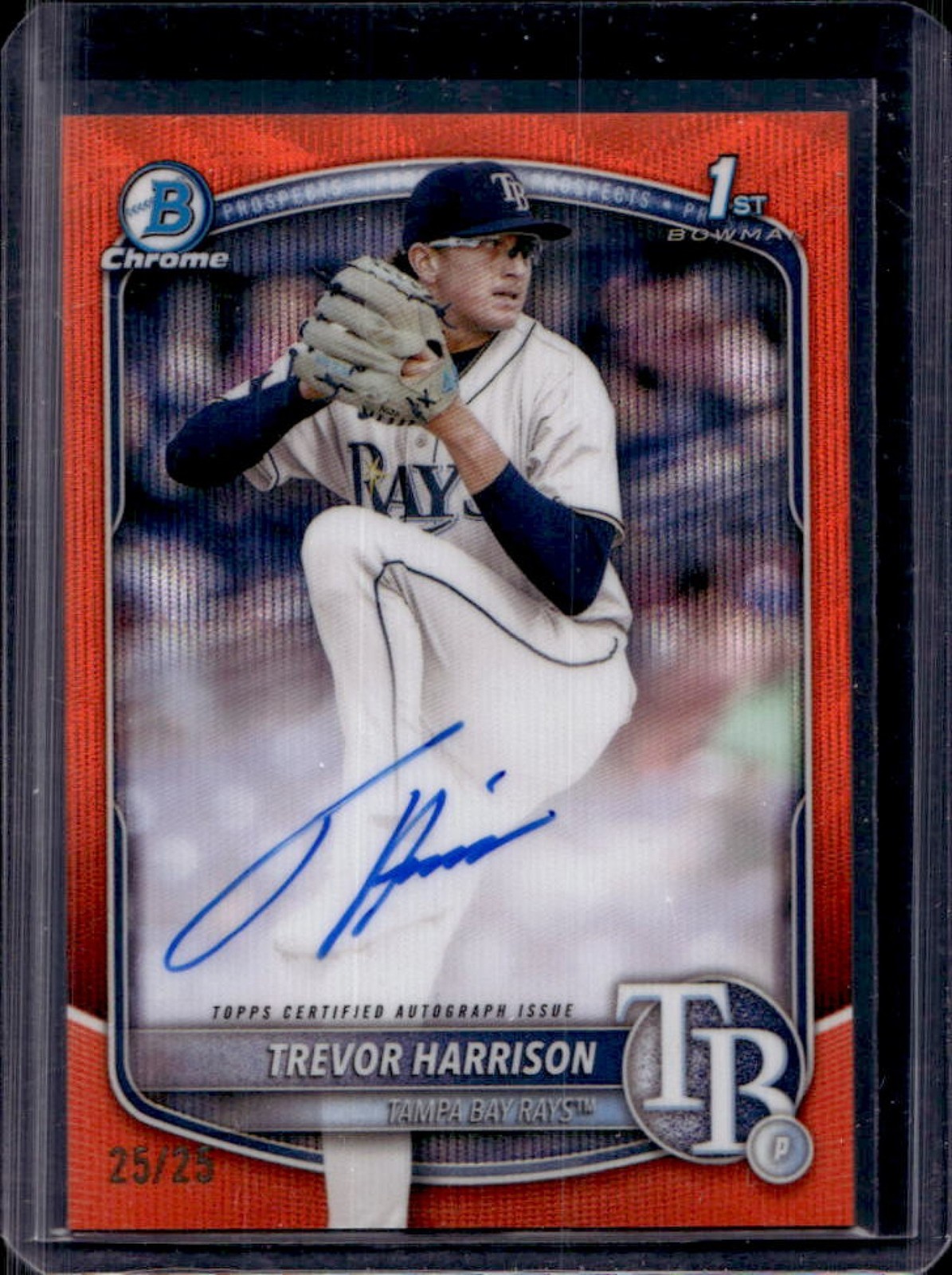 2025 Bowman Chrome Trevor Harrison Auto Orange Wave Refractor 1st #25/25