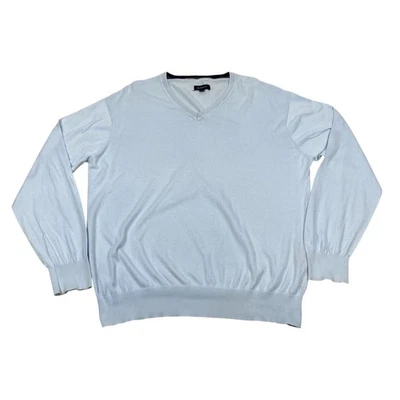 GANT Pull Col V XL Bleu Clair Coton Pull Hommes Designer - Photo 1/4
