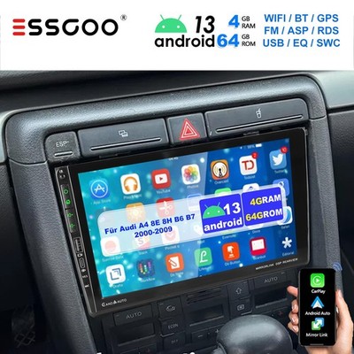 4+64G Für Audi A4 8E B6 B7 2000-2009 9'' CarPlay Autoradio GPS Navi BT Android 13