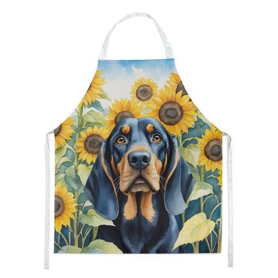 Black and Tan Coonhound in Sunflowers Apron Cooking Kitchen Server Baking