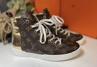 Louis Vuitton Stellar Sneaker Boots Monogram Gold Metallic Leather EU 38.5 