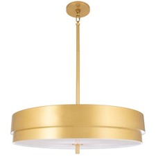 Robert Abbey Elliott 3Lt Pendant, Modern Brass/White Interior - 918