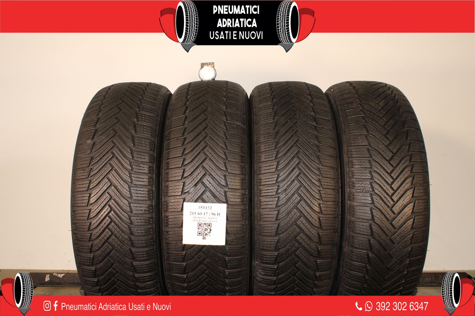 4 PNEUMATICI MICHELIN 215/60 R17 INVERNALI GOMME USATE 91% - ADRIATICA