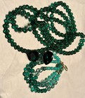 Vintage Emerald Bead Necklace White House Black Market Bracelet  Clip Earrings — photo 1