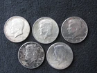 Lot of 5 1964 Kennedy Silver Half Dollars