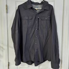 Eddie Bauer Men's Travex LongSleeve Shirt Vented Charcoal Gray Size L Button Up