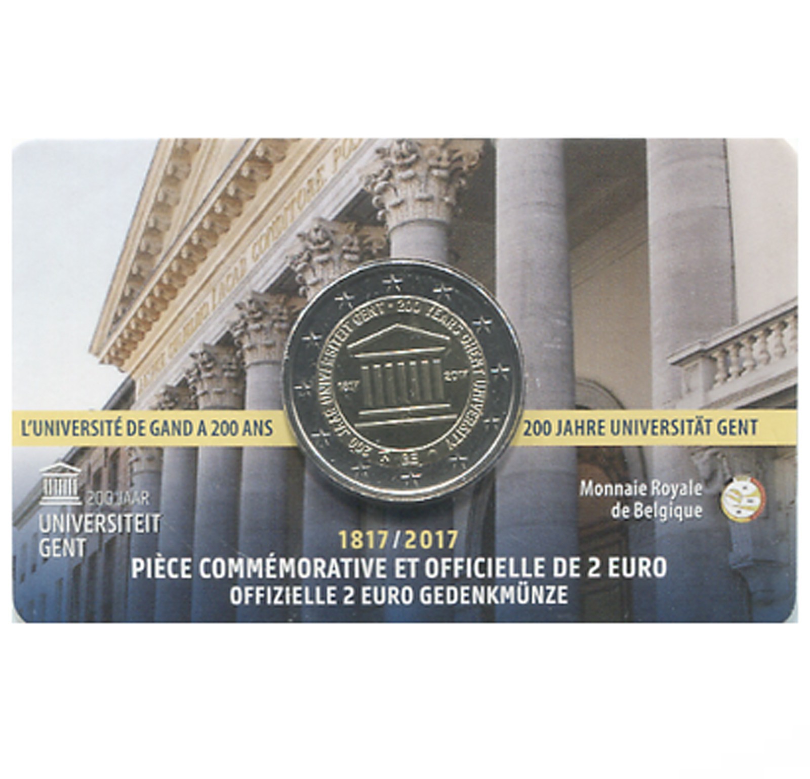 2 Euros Commémoratives Belgique 2017 Gand Légende Française