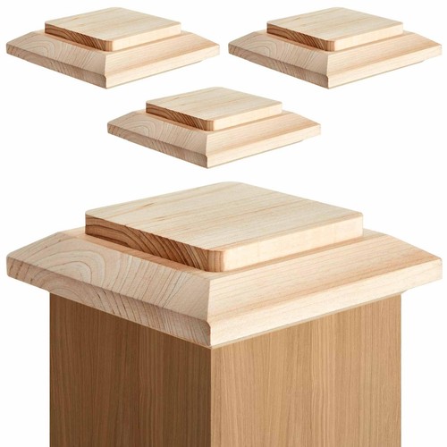 Geetery 4 Pack 4x4 Cedar Wood Post Caps for Newel Post Fence Topper | eBay