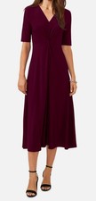 MSK Women's Red V-Neck Twist-Front Elbow-Sleeve MIDI Dress Size L