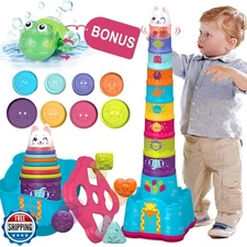 LTKFFFdp Baby Stacking Toys for Toddler 1-3, Nesting Cup Shape Sorter for Inf
