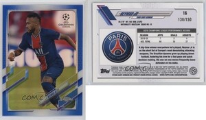 2020-21 Topps Chrome UCL Blue Refractor /150 Neymar Jr #16