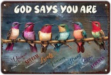 Bird Vintage Tin Metal Signs Iron Plaque God Says You are Sign Iron Paintin