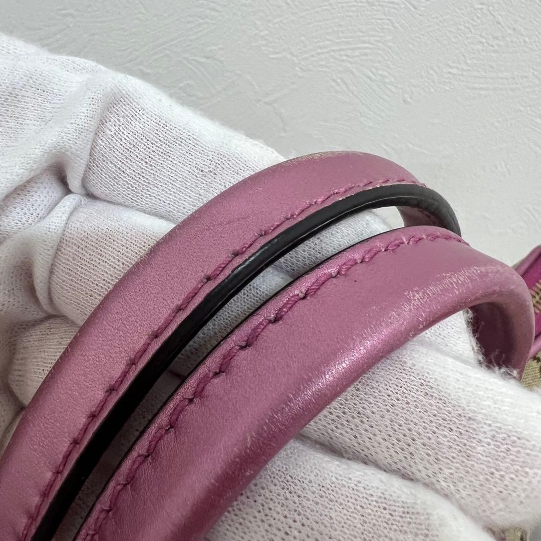 GUCCI Tote Bag Pink Canvas Leather Heart Charm Bamboo Gold Authentic Women's thumbnail 9