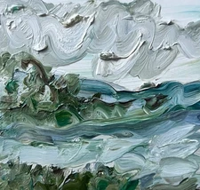 Moody Scottish hills by the coastline, under stormy skies and rolling clouds art