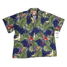 Vtg RJC Hawaiian Aloha Shirt 2XL Parrot Tropical Short Sleeve Hawaii USA Made