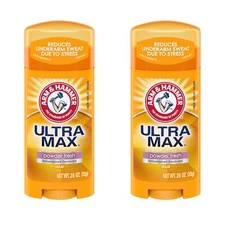 2 Pack Arm & Hammer Ultramax Anti Perspirant Deodorant Powder Fresh 2.6Oz Each