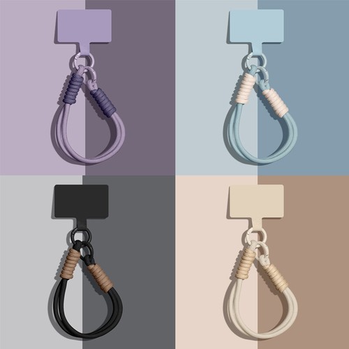 1 Piece Mobile Phone Lanyard Pendant Wristband Solid Color Short Keychain GF