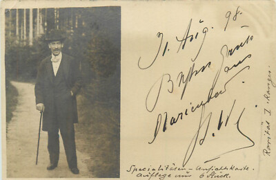 Correspondance Marienbad 1898 Karlovy Vary real photo postcard stamp & cancel
