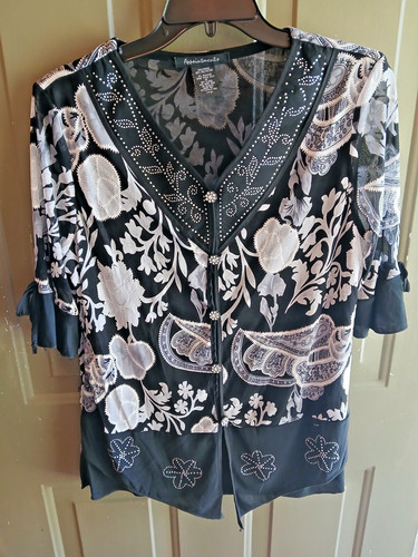 Appointments Black and White Womens blouse Large