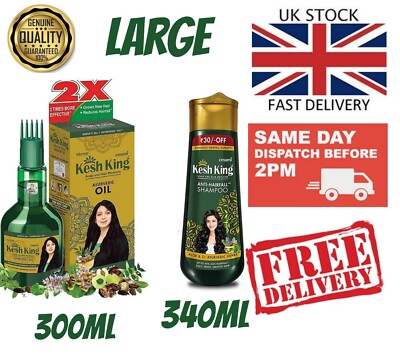 COMBO Kesh King Ayurvedic Scalp Hair Oil 300ml, Anti Hairfall Shampoo 340ml