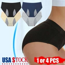1/4pcs Womens Girls Period Panties Leak-Proof Cotton Briefs Menstrual Underwear