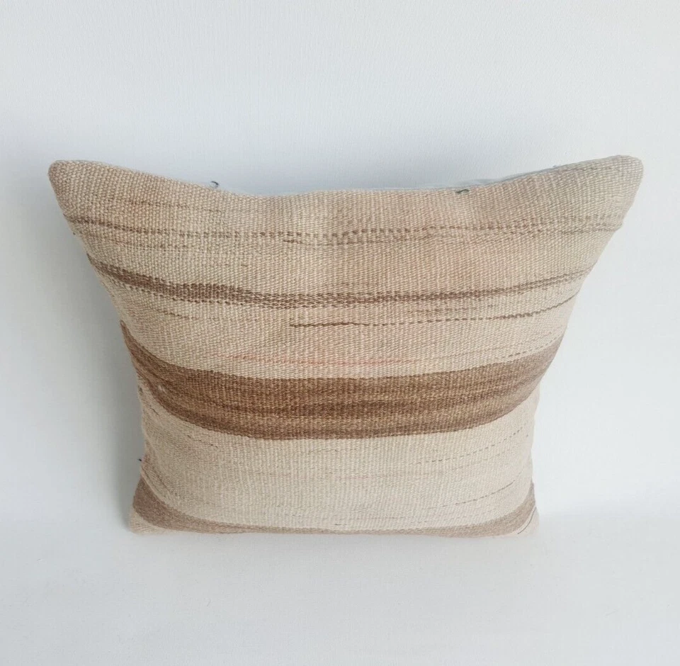 Funda de Almohada Kilim, 16x16 pulgadas, Cojín Decorativo para Sofá, Almohada Boho Hecha a Mano Foto 2 de 4