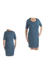 Kensie Peacock Blue Striped  Sweater Shift Short Sleeve Dress Size Med