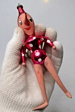 Vintage Blown Glass PINOCCHIO Dots Figurine Christmas Ornament De Carlini Italy