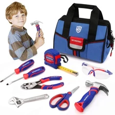 WORKPRO 9-Piece Kids Real Hand Tool Set for Children DIY Building & Woodworking