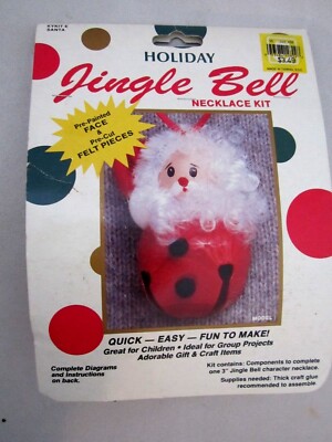 Vintage Holiday Jingle Bell Santa Necklace Kit Brand New