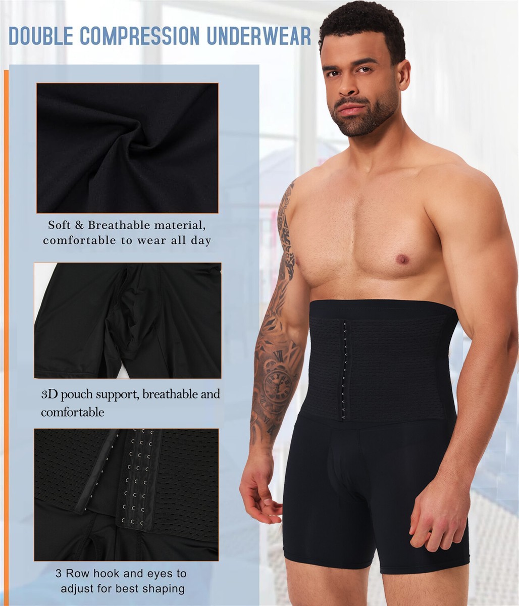 Fajas Ajustables Para Hombre Con Gancho, Control Abdominal, Body Shapewear De Compresión Para Cuerpo Completo, Ropa Interior Ajustada Para Hombre - Foto 4