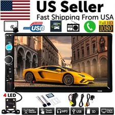 7" Double 2 DIN Car MP5 Player Bluetooth Touch Screen Stereo Radio With Camera