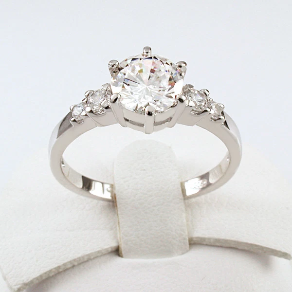 Nobile Anello Solitario in Argento 925 Rodiato Oro Bianco - Immagine 4 di 4