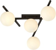 Emibig Lighting Plafoniera Smart, Nero/Opale, A 4 Luci-image