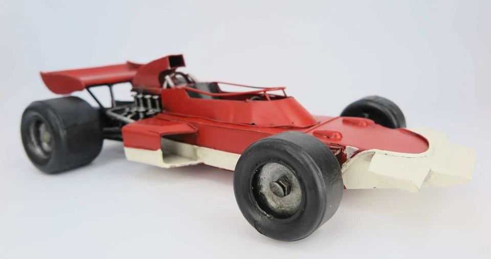Nostalgie - Modello Auto Corsa Formel1 Rosso Lamiera Retro-Deko Modellino - Immagine 4 di 4