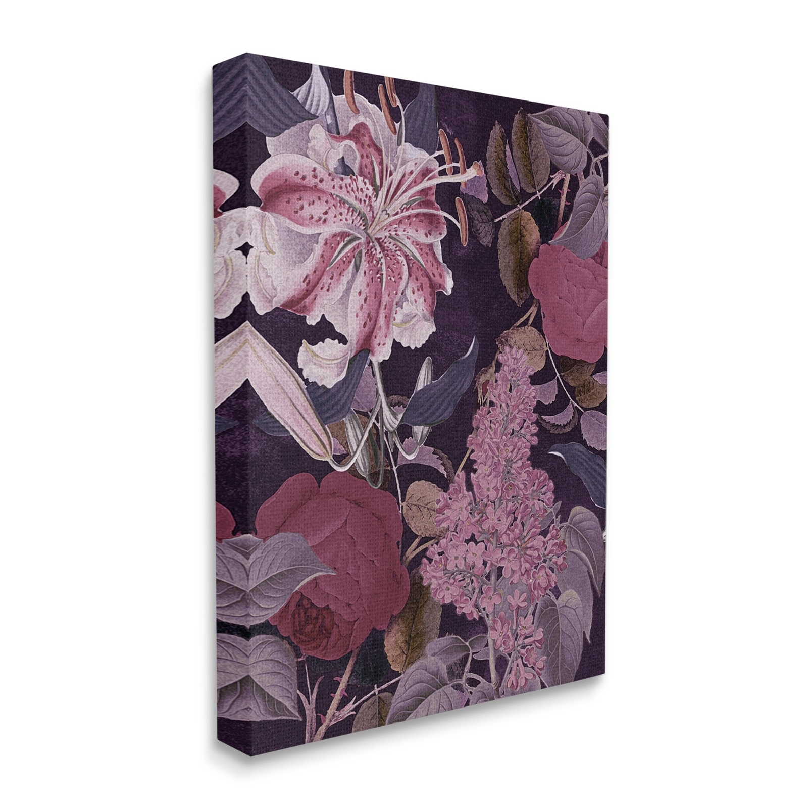 Stupell Vintage Purple Bohemian Floral Illustration Canvas