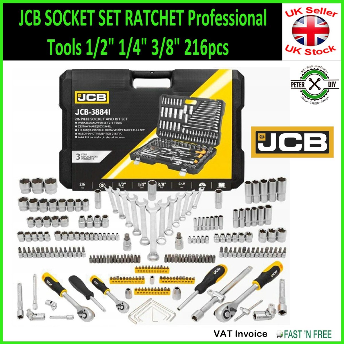 JCB SOCKET SET RATCHET Professional Tools 1/2